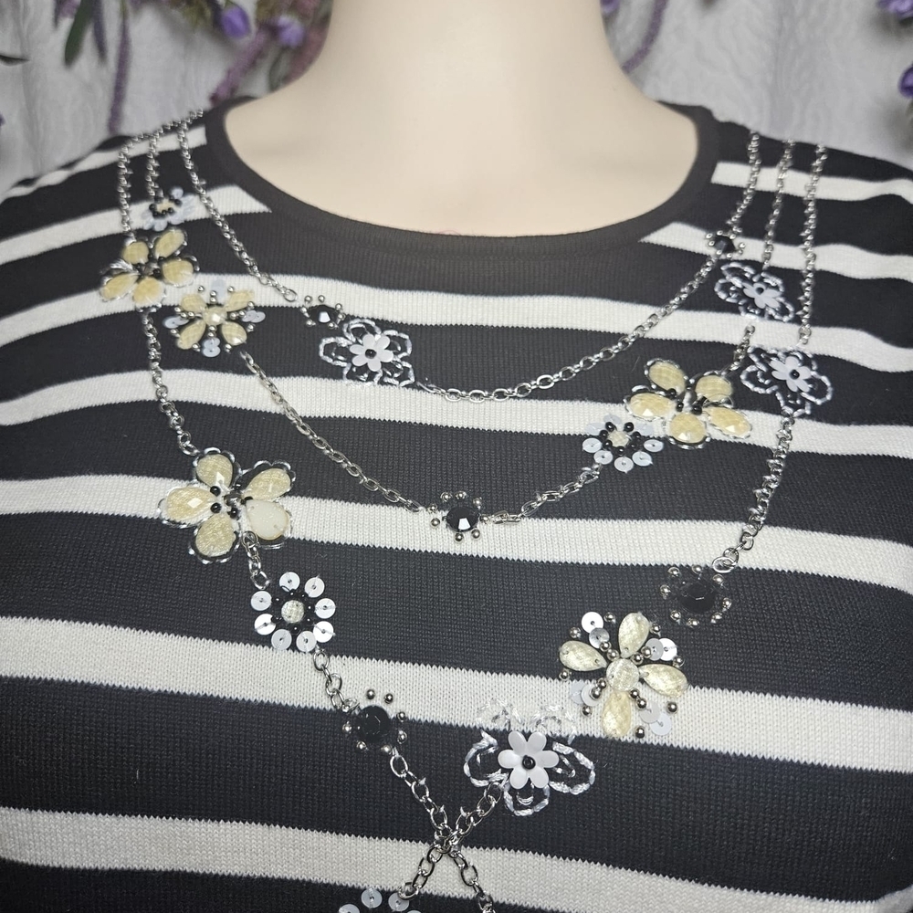 Alfred Dunner Silver and Black Charm Necklace